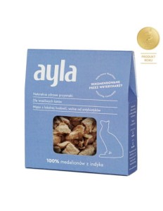 AYLA Cat Medaliony z Indyka Liofilizowane 28g, Polski Producent, Mięso Jakości Human Grade, Chów Bez Antybiotyków!       