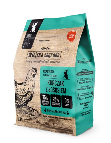 Wiejska Zagroda Kurczak z Łososiem Dla Kociąt 400g, Nowość!  