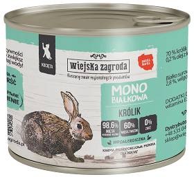 Wiejska Zagroda MONOBIAŁKOWA Królik Dla Kociąt 200g, Wysoka Zawartość Tauryny, Nowość!       