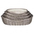 TRIXIE Kosz Wiklinowy 60 cm, Szary, Wnętrze i Wyjmowana Miękka Poduszka w Kolorze Kremowym, Nowość!