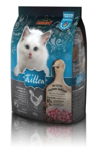 Leonardo Kitten z Kurczakiem 400g, Dla Kociąt, Niewielkie Chrupki ok. 8-9 mm, Niemiecki Producent Nowość!