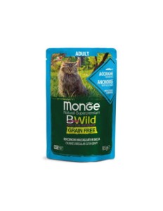 Monge BWild Buste Grain Free Adult Anchois z Warzywami w Sosie 85g, Nowość!