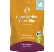 Herrmann's Manufaktur Kitten Bio Gęś z Gęsim Tłuszczem i Dynią Dla Kociąt 100g, Nowość! Mięso i Dodatki z Produkcji Kontrolowanej Ekologicznie!