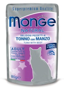 Monge Natural Tuńczyk z wołowiną w galarecie saszetka 80 g