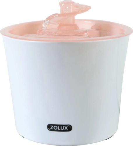 Zolux Fontanna Poidło Calypso 3l Biały/Różowy Nowość! Bardzo Cicha, Automatyczne Wyłączenie Przy Zbyt Niskim Poziomie Wody!