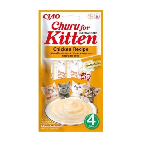 Inaba Churu Creamy Treat KITTEN Kurczak 4x14g, Kremowy Przysmak Dla Kociąt! Zdrowe Kwasy DHA i EPA Oraz Tauryna Dla Prawidłowego Rozwoju! Nowość!