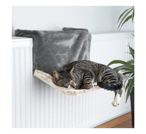 TRIXIE Legowisko na Kaloryfer 45x26x31 cm Miękkie i Aksamitne, Szare/Białe, Nowość!