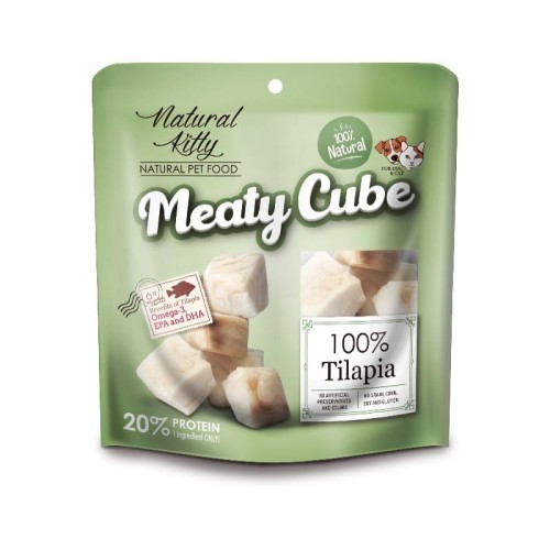 Pettric Natural Kitty Meaty Cube 100% Tilapii Gotowanej Na Parze w Kostkach 50g! Nowość!