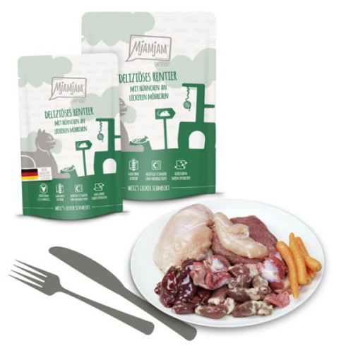 MjAMjAM Wyborny Renifer i Kurczak z Pyszną Marchewką Saszetka 300 g, Nowa Gramatura!