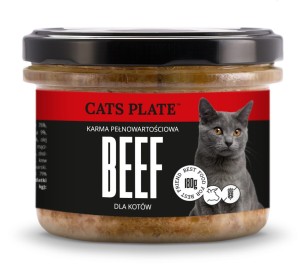 Cats Plate Wołowina 180 g, Polski Producent, BEZ Mięsa Oddzielanego Mechanicznie!