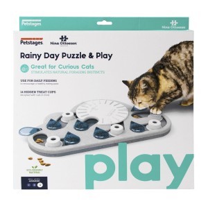 Petstages Gra Logiczna Nina Ottosson Cat Rainy Day Puzzle & Play! Ukryj Przysmaki! Kształt Chmurki z Kroplami! Nowość!