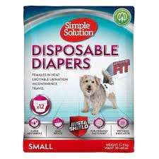 Simple Solution Jednorazowe Pieluchy Dla Kotów 5-11 kg, Obwód Talii  30-48 cm, Superchłonne, Miękkie i Delikatne Dla Futerka i Ciała, Nowość! Opakowanie 12 Sztuk, Dostępne Również Na Sztuki! Nowość! 