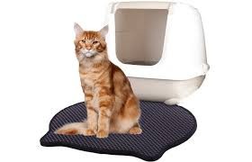 Flamingo Mata Dwuwarstwowa Pod Kuwetę z Sitem z Pianki EVA  W Kształcie Głowy Kota 50x40 cm, Czarna, Nowość!