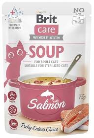 Brit Care Soup Z Łososiem 75g, Aromatyczny Bulion z Łososiem, Kocimiętką, Tauryną i Probiotykami! Nowość!  