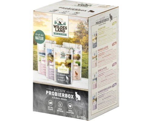Wildes Land Classic Pakiet Próbny! Mięso i Ryby! Z Cennymi Superfoods i Olejami! 4 x 100g, Nowość! 