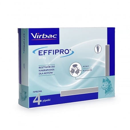 Virbac Effipro Spot-On Dla Kota 4 x 0,5 ml, Zwalczanie i Zapobieganie Inwazji Pcheł i Kleszczy!
