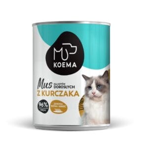 Koema Mus Kurczak 400g z Dodatkiem Oleju Lnianego, Monobiałkowa, 96% Mięsa z Kurczaka! Polski Producent! Nowość!      