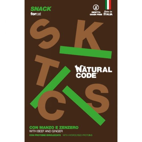 Natural Code Cat Stick Wołowina z Imbirem 3x5g, Miękkie Przysmaki Paluszki Dla Kota! Nowość!  