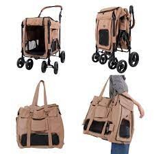 Ibiyaya Wózek Gentle Giant Pet Wagon, Kolor Dirty Peach, Udźwig do 25 kg! Skórzana Rączka, Niezwykle Mocny i Wytrzymały Materiał i Szwy! Łatwo Składany do Niewielkich Rozmiarów! Nowość! 