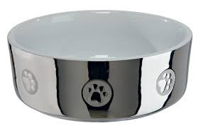 TRIXIE Duża Miska Ceramiczna 1,5l / 19 cm srebrna/biała! Idealna Na Wodę! Nowość!