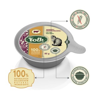 FOLK All Meat Warmińska Soczysta Wołowina  85g, MONOBIAŁKOWA! Miękki Aromatyczny Pasztet! Wyprodukowane w Polsce! Nowość!  