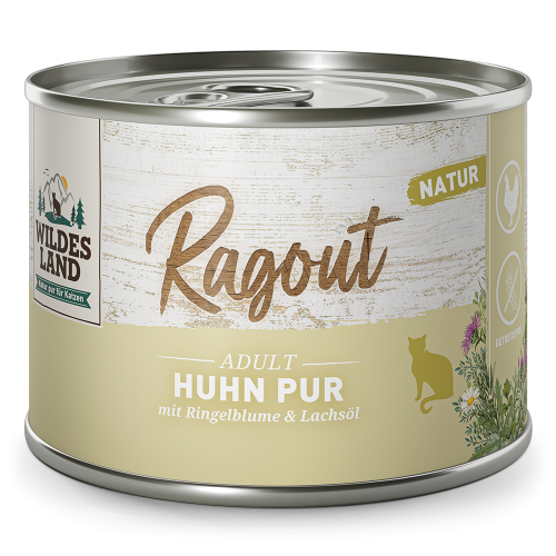 Wildes Land Natur Ragout PUR CZYSTY Kurczak z Nagietkiem 180g! DUŻA Ilość Sosu! Dodatek Oleju z Łososia! Nowość!    