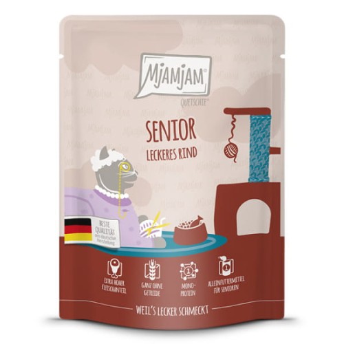 MjAMjAM SENIOR Czysta Wołowina z Dodatkiem Małży Zielonowargiej 300g! Monoproteina! Nowość!  