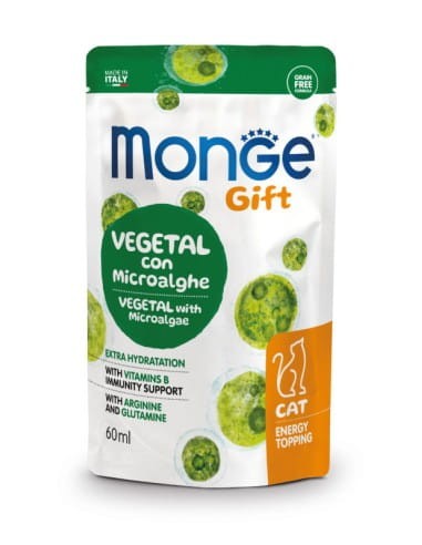 Monge GIFT Energy Topping Vegetal z MikroAlgami 60 ml! Bomba Witaminowa W Postaci Płynnego Przysmaku!  Bogactwo Witaminy B, Prebiotyki, Arginina i Glutamina! Tylko Białko Roślinne W Składzie! Nowość!