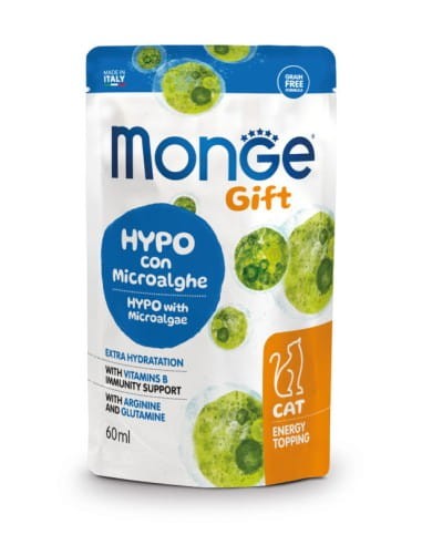 Monge GIFT Energy Topping HYPO z MikroAlgami 60 ml! Bomba Witaminowa W Postaci Płynnego Przysmaku! Bogactwo Witaminy B, Prebiotyki, Arginina i Glutamina! Hydrolizowane Białko Zwierzęce w Składzie! Nowość! 