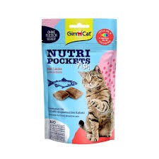 GimCat Nutri Pockets Fish z Łososiem 60g, Bogate w Witamine A, D3, E i Kwasy Omega 3 i 6! Bez Dodatku Mięsa! Nowość!