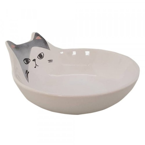 Nobby Miseczka Ceramiczna Kato Biała Z Pyszczkiem Kota 12 cm x 5,5 cm, 150 ml, Nowość!