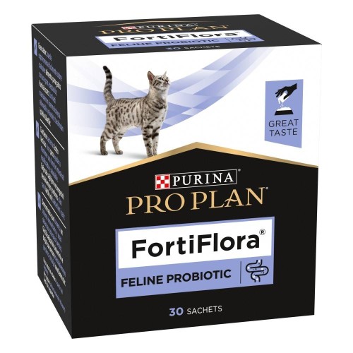 Purina PVD FortiFlora Cat, Probiotyczny Suplement Dla Kota, Całe Opakowanie 30 x 1 g, NOWA Szata Graficzna! Doskonały Smak i Łatwość Podawania! 