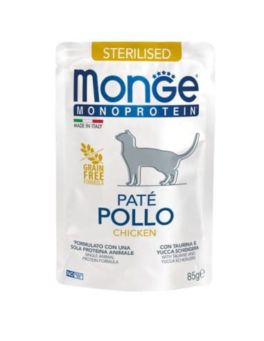 Monge Monoprotein Buste Sterilised Kurczak 85g, Włoska Marka, Nowość!