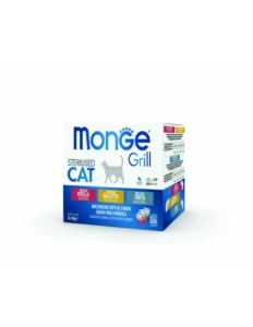 Monge Sterilised Cat Grill BOX 12x85g, 3 Smaki Dla Kotów Sterylizowanych W Korzystnym Zestawie! Cielęcina, Pstrąg I Kogut! Nowość!