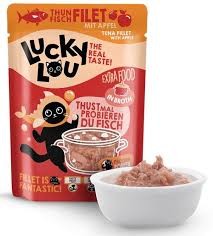 Lucky Lou Extrafood Tuńczyk i Jabłko w Bulionie 70g, Zamiennik Wcześniejszych Puszeczek! Saszetka Z Okienkiem! Nowość! 