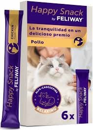 Ceva Happy Snack by Feliway 6x15g, Kremowe Relaksujące Przysmaki O Smaku Kurczaka Z Alfa - Kazozepiną, Białkiem Mleka Łagodzącym Niepokój! Nowość!