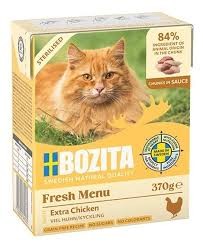 Bozita Sterilised Kurczak W Sosie 370 g, Duża Ilość Sosu! Naturalne Beta Glukany i Prebiotyki w Składzie! Nowość Dla Kotów Sterylizowanych!  