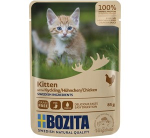 Bozita Kitten Kurczak w Sosie 85g, Duża Ilość Sosu! Naturalne Prebiotyki W Składzie! Nowość!