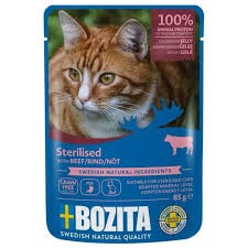 Bozita Sterilised Wołowina W Galaretce 85g! L-Karnityna I Prebiotyki W Składzie! Lignoceluloza Przeciwko Kulom Włosowym! Duża Ilość Galaretki! Nowość!  