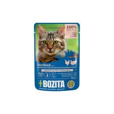 Bozita Sterilised Kurczak I Indyk W Sosie 85g! L-Karnityna I Prebiotyki W Składzie! Lignoceluloza Przeciwko Kulom Włosowym! Duża Ilość Sosu! Nowość!   