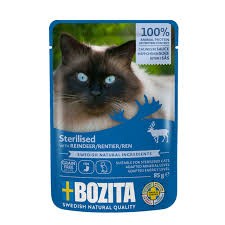 Bozita Sterilised Renifer W Sosie 85g! L-Karnityna I Prebiotyki W Składzie! Lignoceluloza Przeciwko Kulom Włosowym! Duża Ilość Sosu! Nowość!    