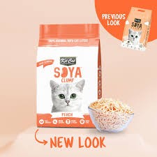 Kit Cat Soya Clump Brzoskwinia 3,8 l/2,5 kg, Żwirek Sojowy Zbrylający Pellet z Możliwością Wyrzucania Do Toalety! Delikatny Dla Kocich Łapek! Kształt Zapobiega Wynoszeniu Żwirku z Kuwety! Nowa Szata Graficzna! 