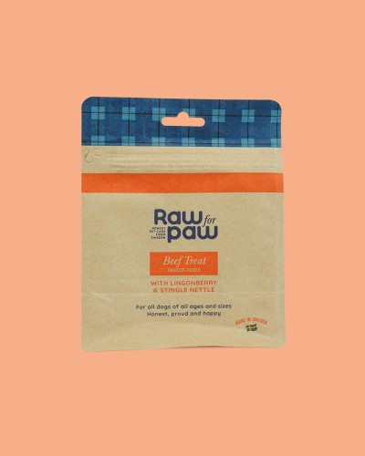 RAW FOR PAW Liofilizowane Mięso Wołowe Z Dodatkiem Borówek i Pokrzywy 50g! Dla Kotów i Psów! Szwedzki Producent! Nowość!  