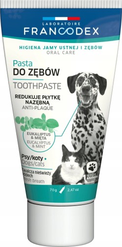 Francodex Enzymatyczna Pasta Do Mycia Zębów dla Kotów i Psów 70g, NIE Wymaga Płukania! Redukuje Płytkę Nazębną I Zapobiega Jej Powstawaniu!