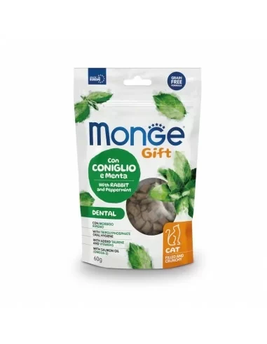 Monge Gift Dental Filled And Crunchy Drobne Chrupiące Przysmaki Królik Z Miętą Pieprzową 60g! Pyszne Kremowe Nadzienie! Dodatek Tauryny! Nowość!