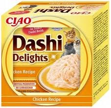 Inaba Dashi Delights Delikatny Filet z Piersi Kurczaka W Tradycyjnym Japońskim Bulionie Rybnym Dashi 70g! Odżywcza I Pobudzająca Apetyt Receptura Bulionu! Nowość!