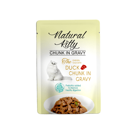 Pettric Natural Kitty Kurczak, Tuńczyk I Kaczka 85g! Kawałeczki W Sosie! Dodatek Prebiotyków Dla Zdrowych Jelit! Nowość! 
