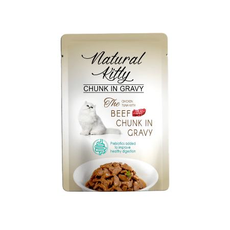 Pettric Natural Kitty Kurczak, Tuńczyk I Wołowina 85g! Kawałeczki W Sosie! Dodatek Prebiotyków Dla Zdrowych Jelit! Nowość!  