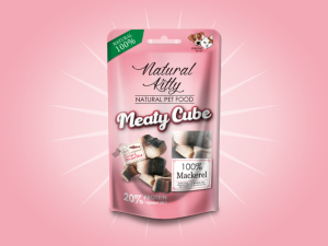 Pettric Natural Kitty Meaty Cube 100% Makreli Gotowanej Na Parze w Kostkach 60g! Miękkie i Delikatne Kostki! Nowe Opakowanie!