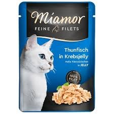 Miamor Feine Filets Filety Z Tuńczyka W Krabowej Galaretce Saszetka 100 g, Filety W Smakowej Miękkiej Galaretce! Nowość! 